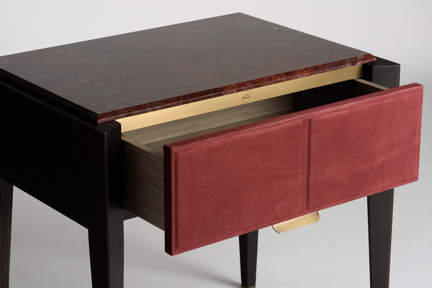 LEPANTO Rectangular wooden bedside table with drawers