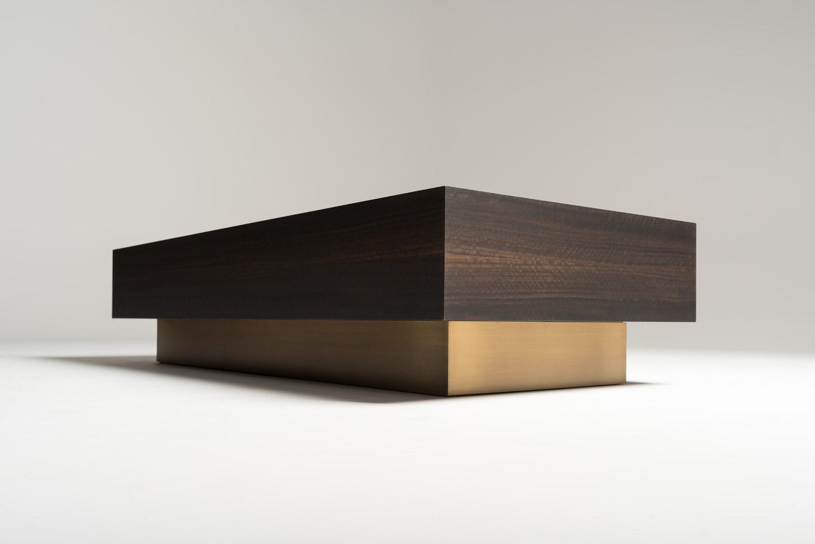CUBO Low rectangular eucalyptus coffee table