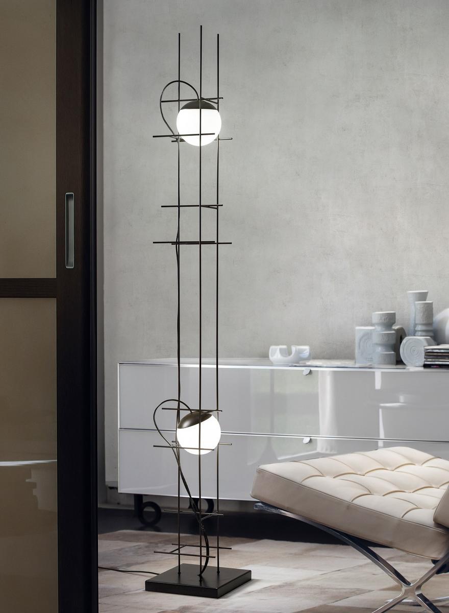 PLOT FRAME PT LED floor lamp in metal and blown glass