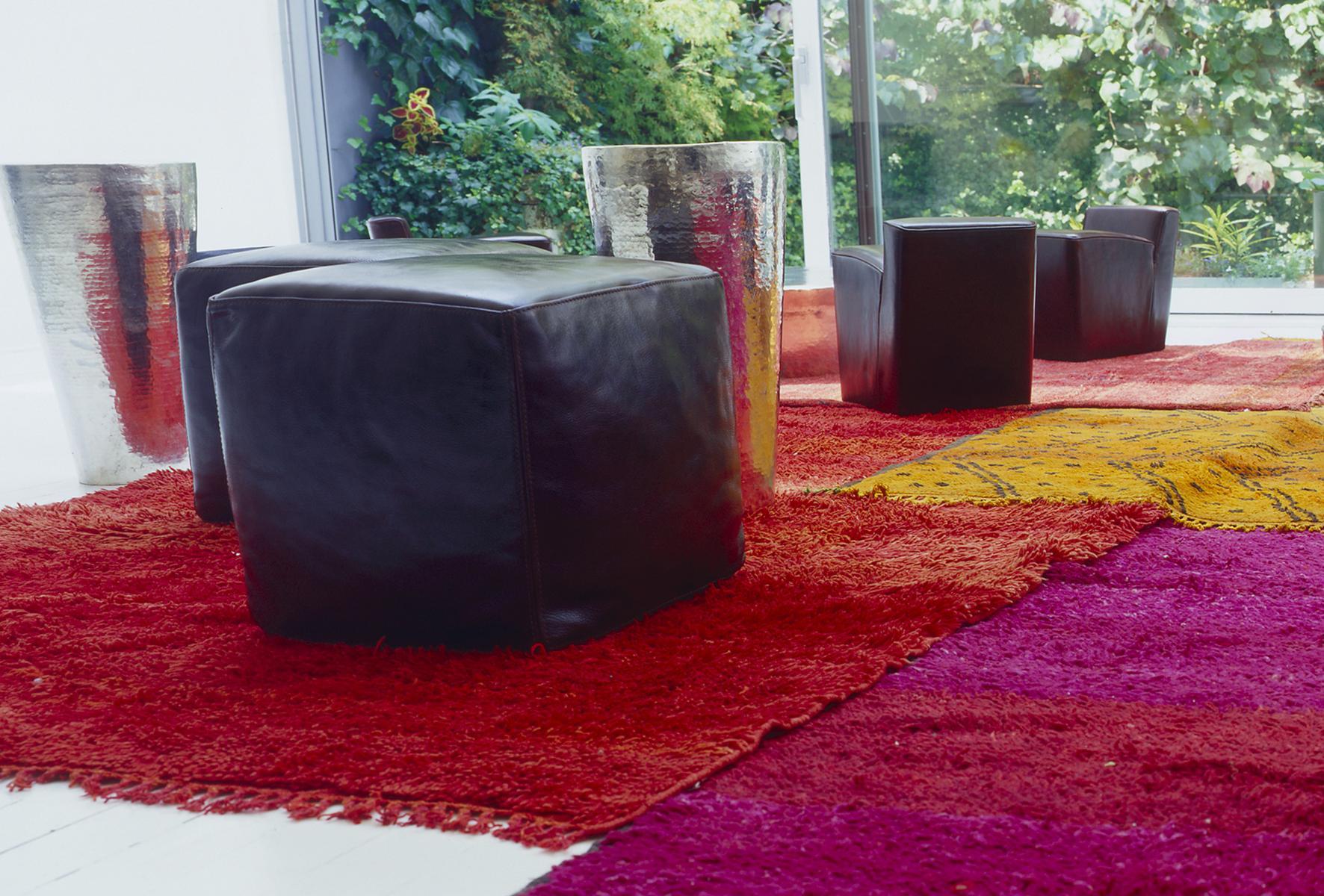 ISTANBUL Square leather pouf