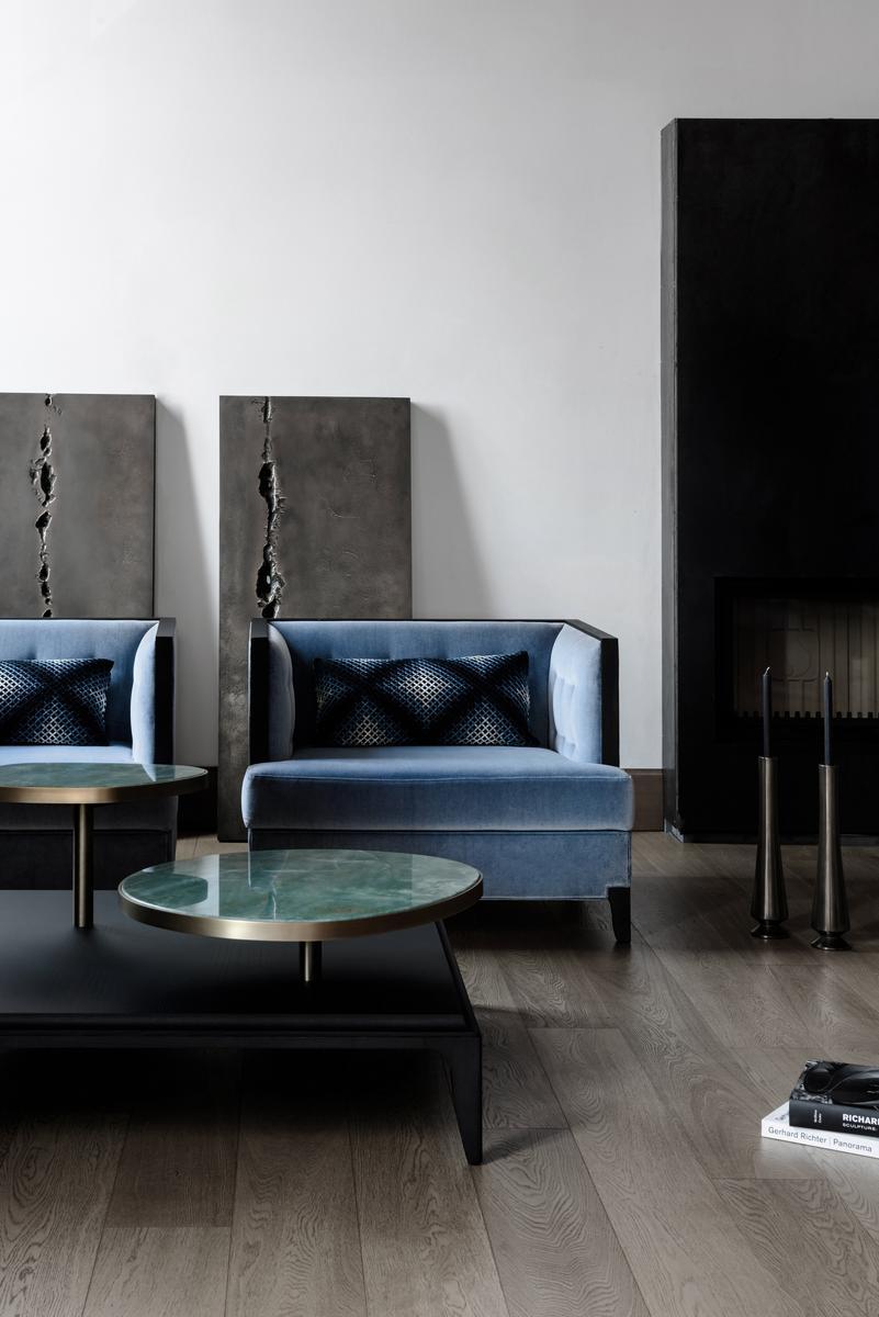 ATTESA Tufted fabric armchair with armrests