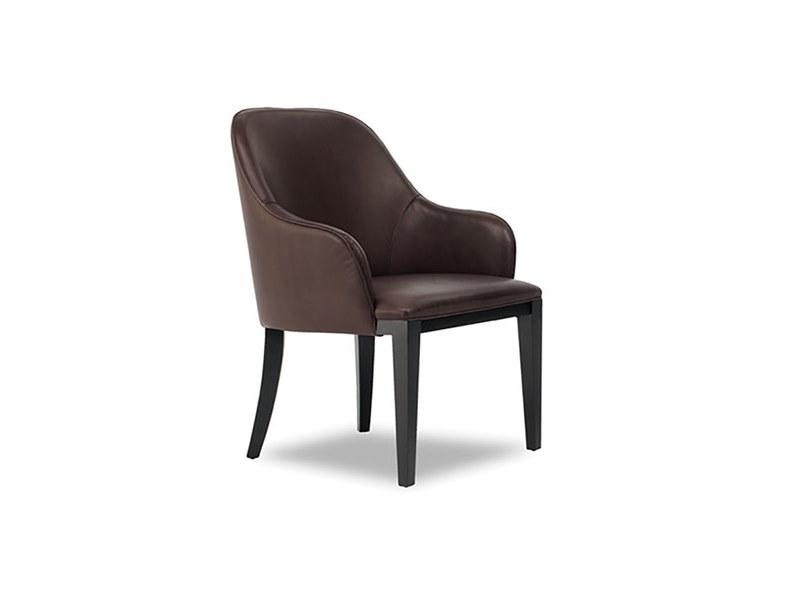 DECOR Contemporary style upholstered leather easy chair with armrests