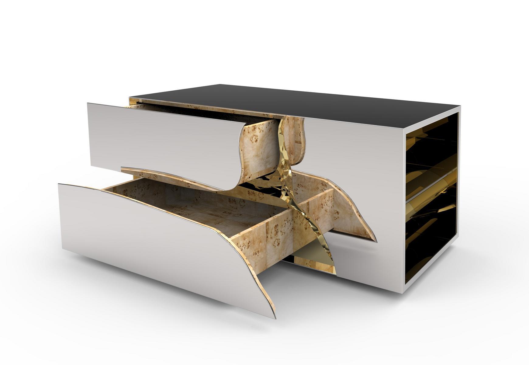 LAPIAZ Rectangular wooden bedside table with drawers