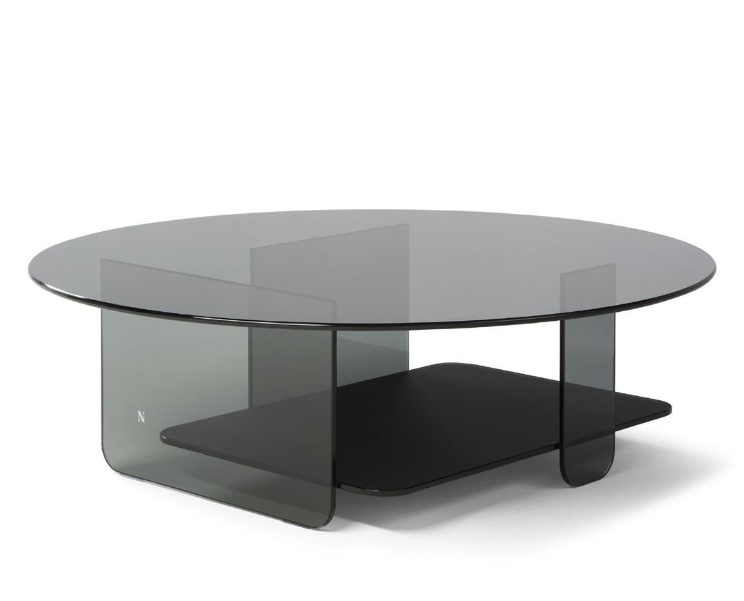 CAVA Round glass coffee table with integrated magazine rack