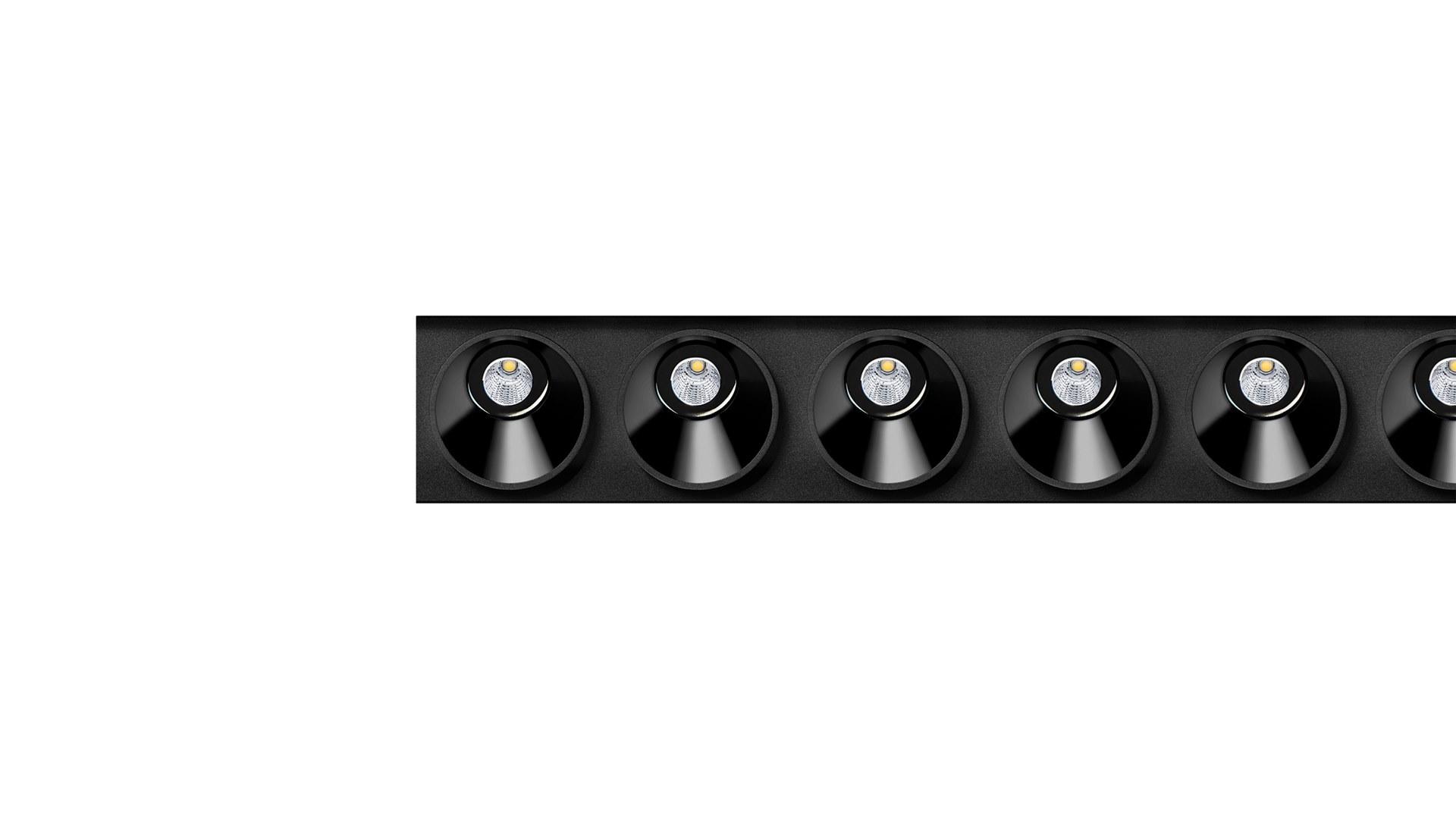 BLACK FOSTER ASYMMETRIC CUSTOM Ceiling mounted aluminium linear lighting profile for downlights