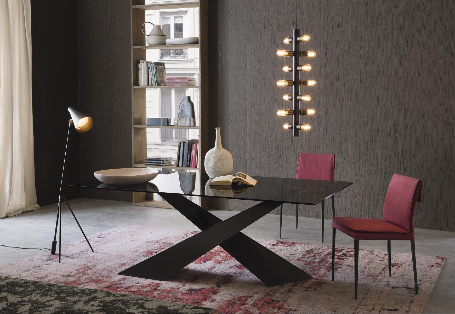 LIVING - GRAPHITE &AMP; SMOKED CRYSTAL Rectangular crystal table