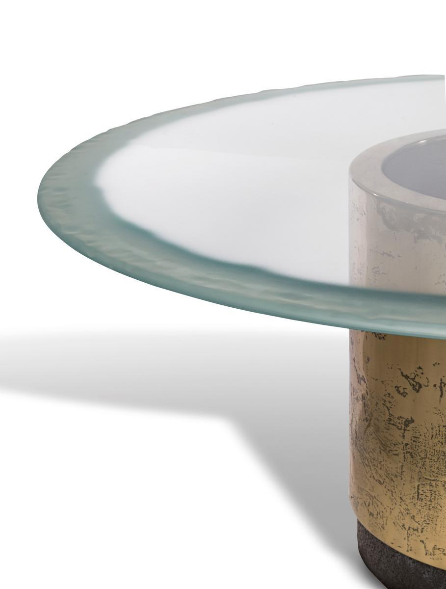 AMOS Round sandblasted glass dining table