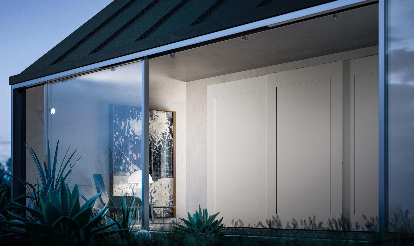 QUADRA Modular lacquered wardrobe with coplanar doors