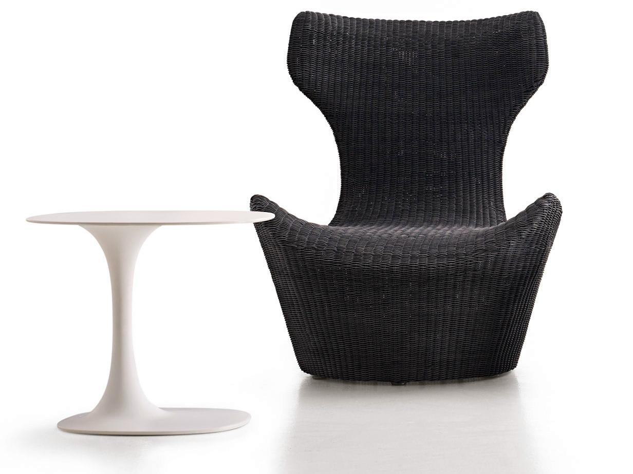 GRANDE PAPILIO High-back polyethylene garden armchair with footstool