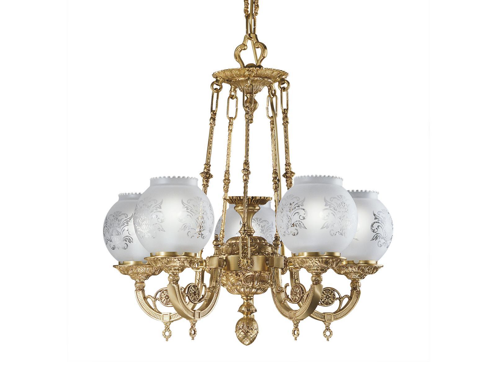 MARY 776/5 Satin french gold chandelier with glass
