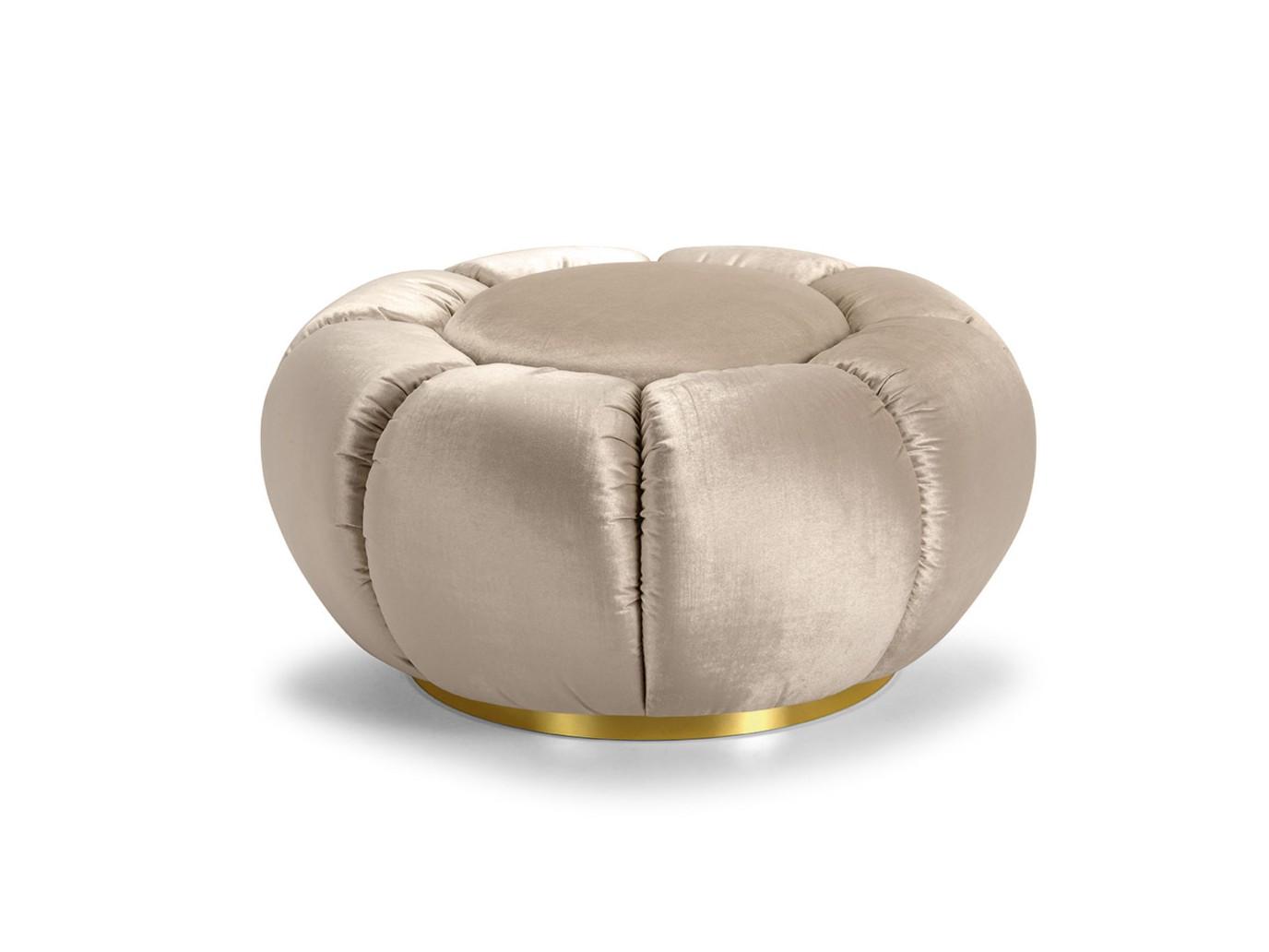 ARKE Upholstered round fabric pouf