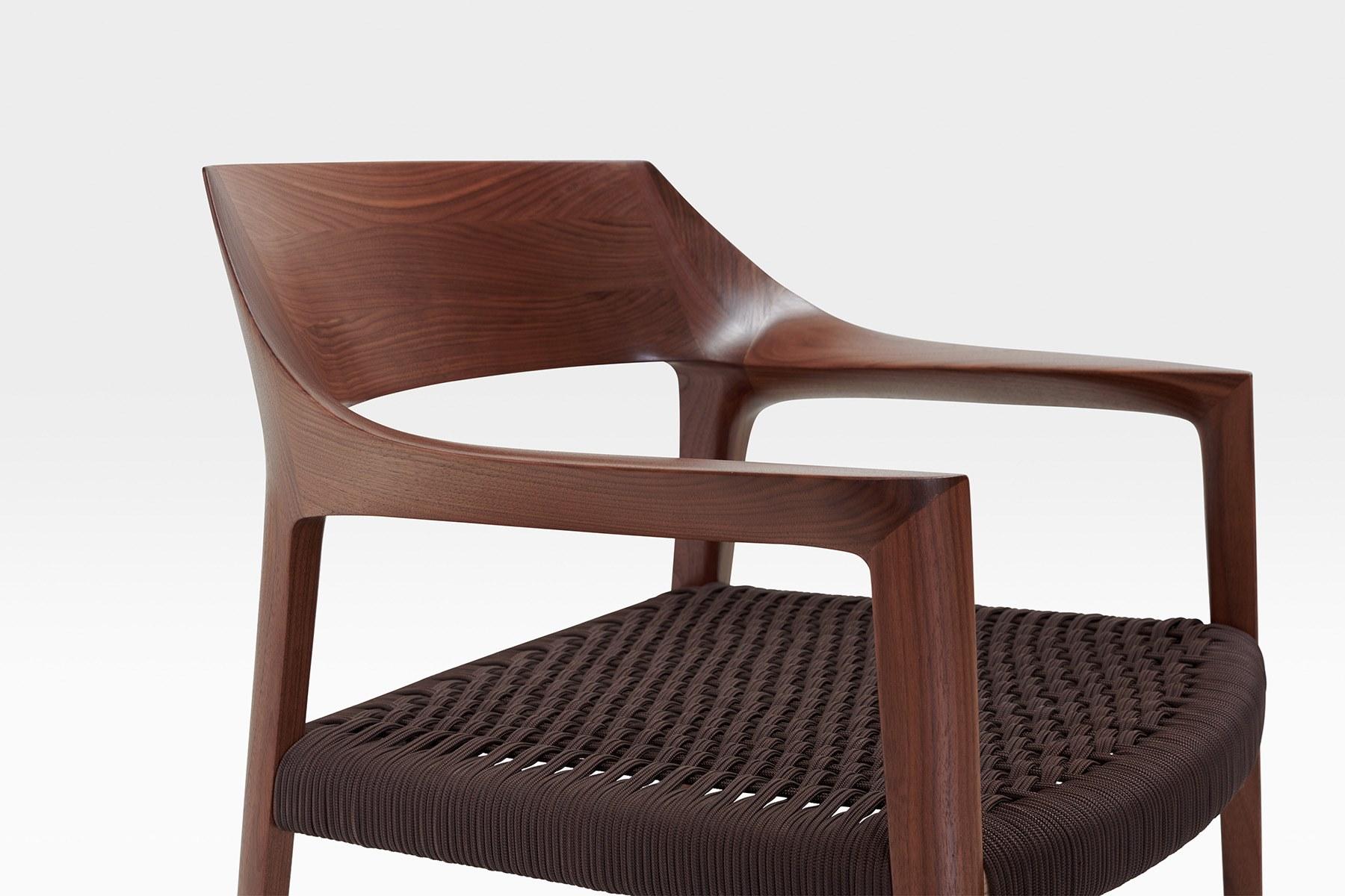 SCHEGGIA Wooden easy chair with armrests