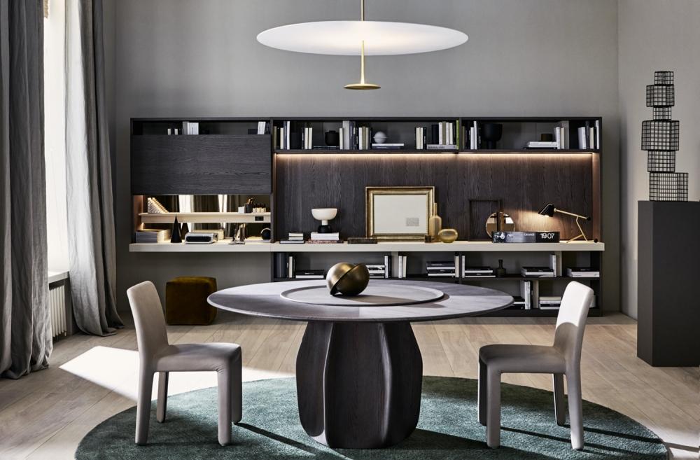 ASTERIAS Round wooden table with Lazy Susan