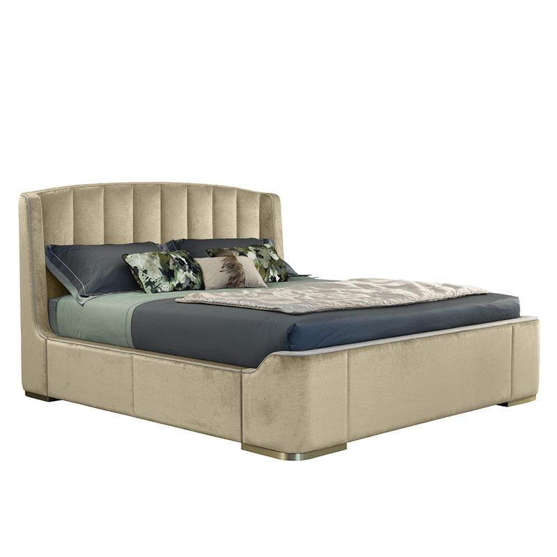 ZAFFIRO Leather bed with upholstered headboard