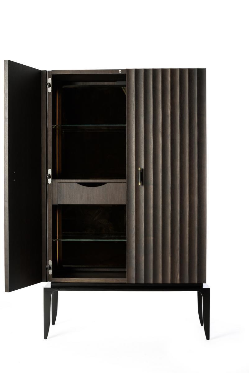 AURIGA Wooden bar cabinet with integrated lighting
