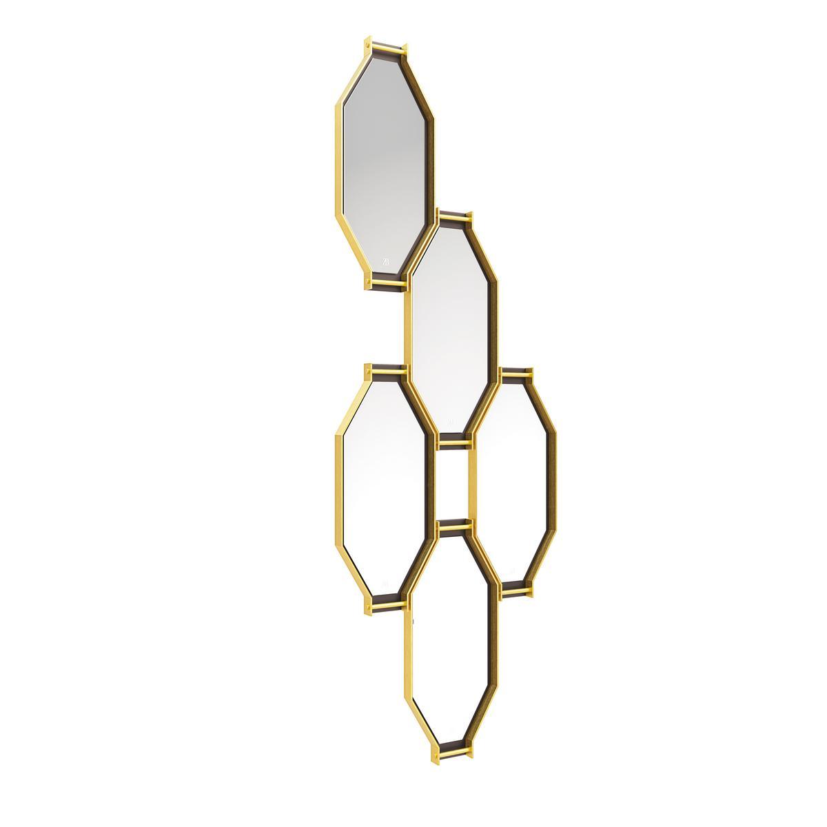 TWIN COMPOSITION 1 Wall mirror with metal frame