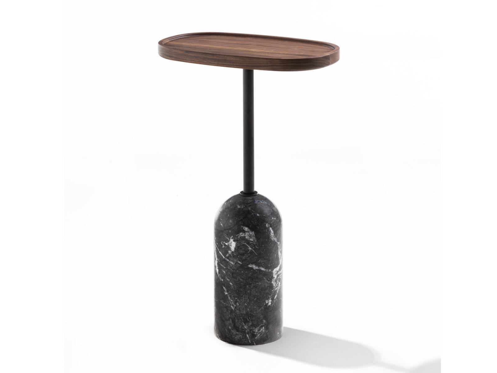 EKERO Oval marble coffee table and canaletta walnut top