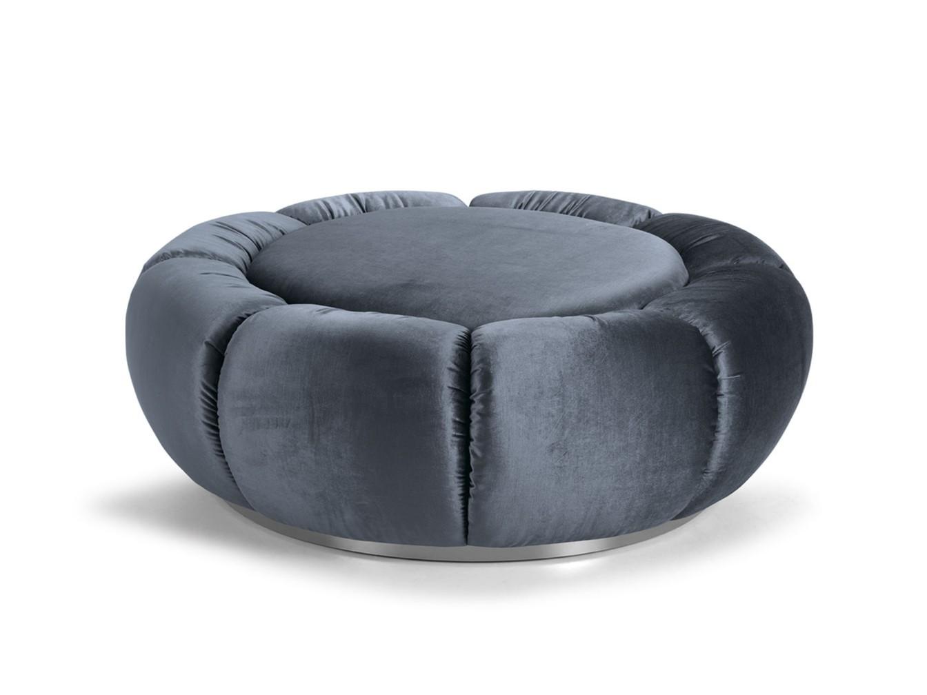 ARKE Upholstered round fabric pouf