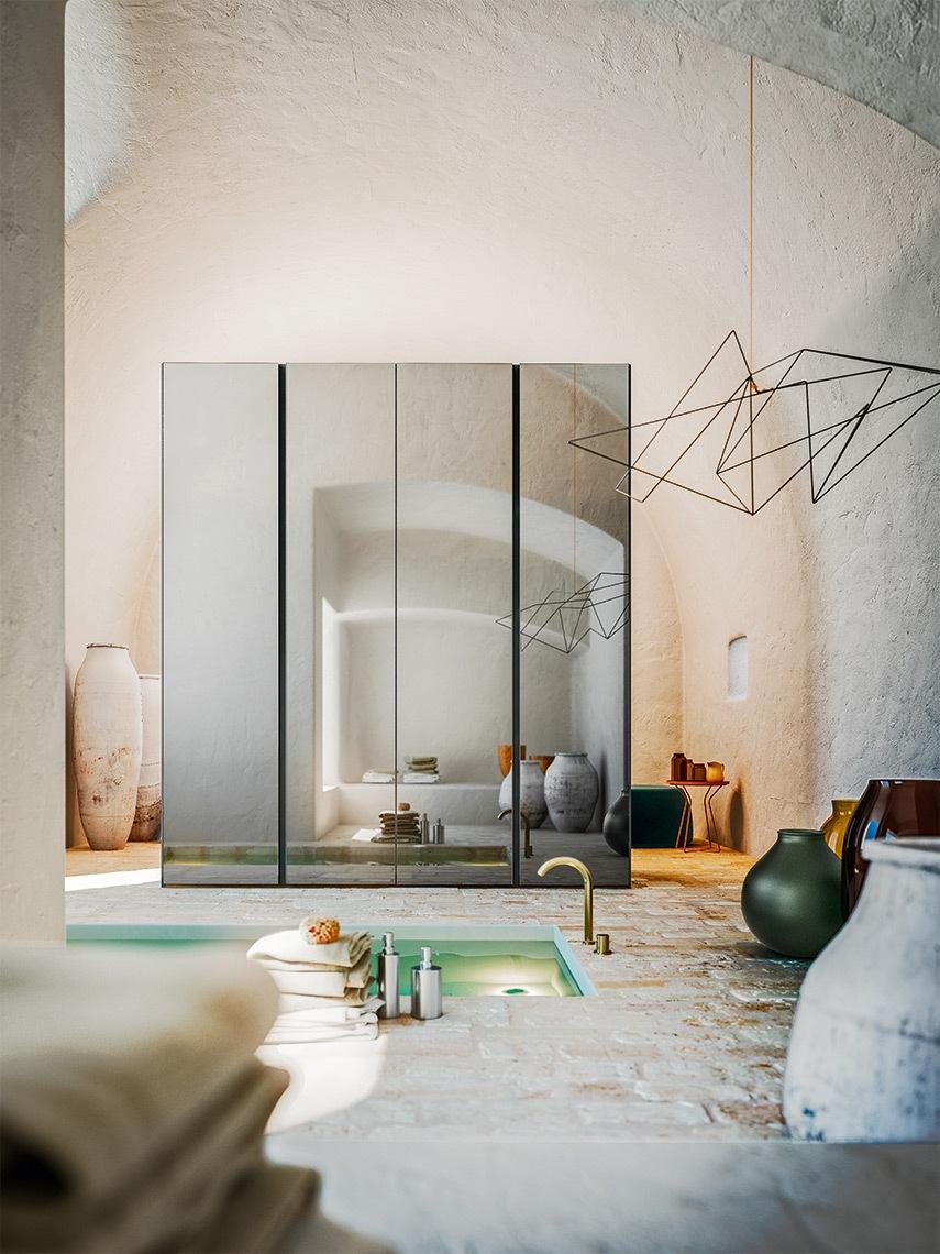 GO UP Modular lacquered wardrobe with coplanar doors