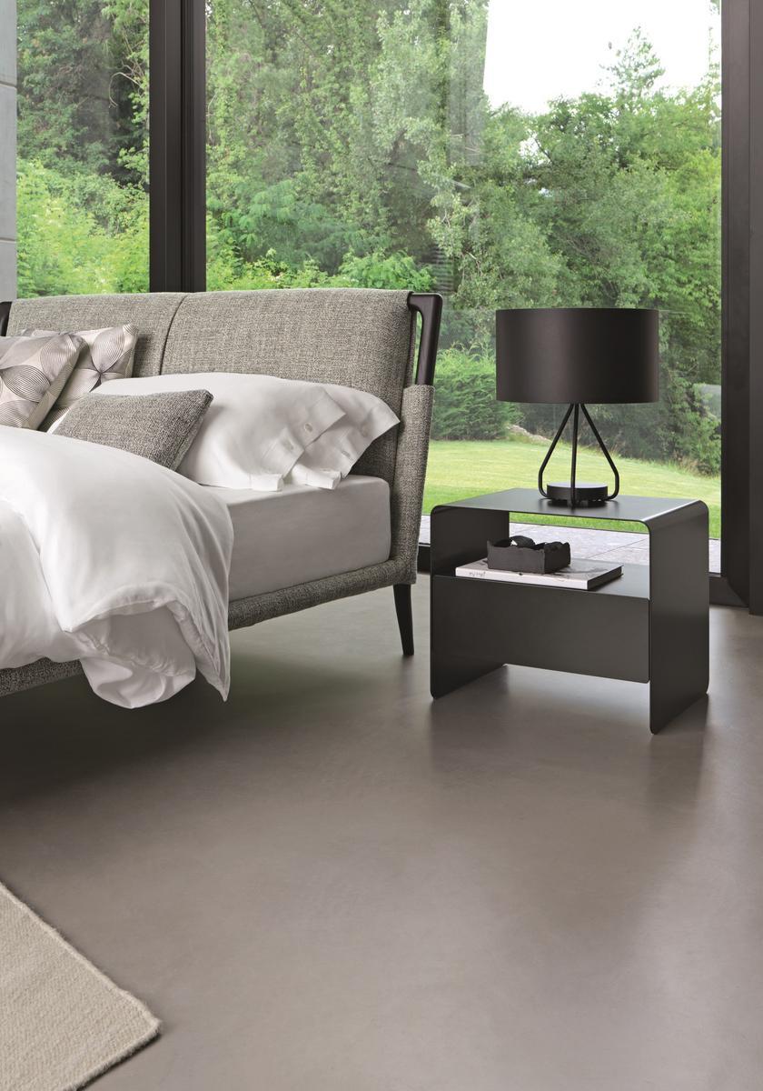 FOGLIO Rectangular metal bedside table with drawers