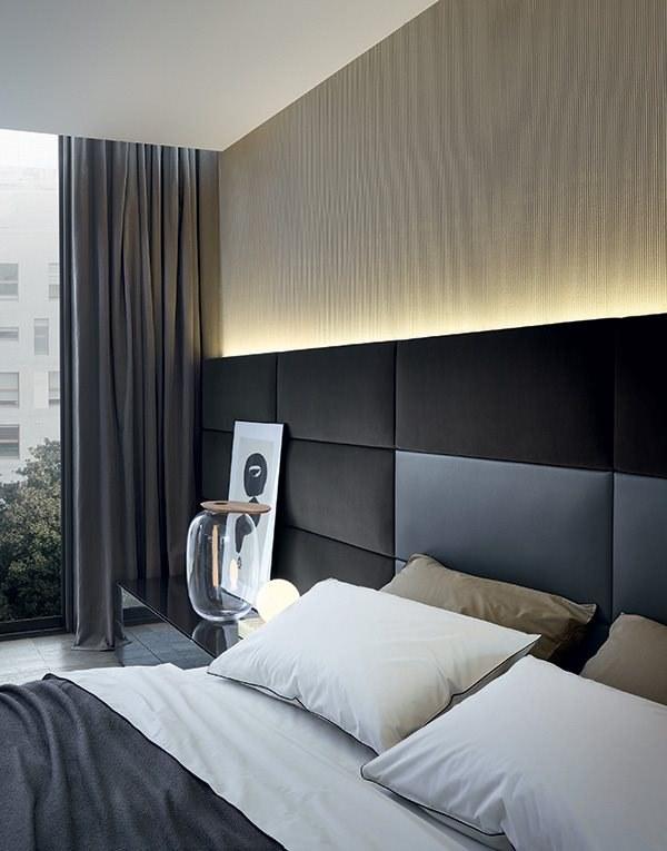 DREAM Upholstered double bed with high headboard