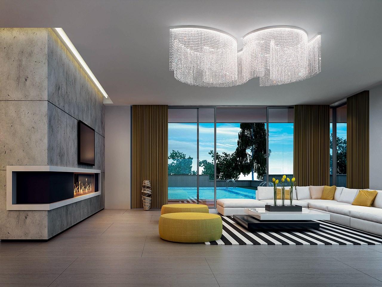 GALASSIA T2 SNG LED crystal ceiling lamp with dimmer