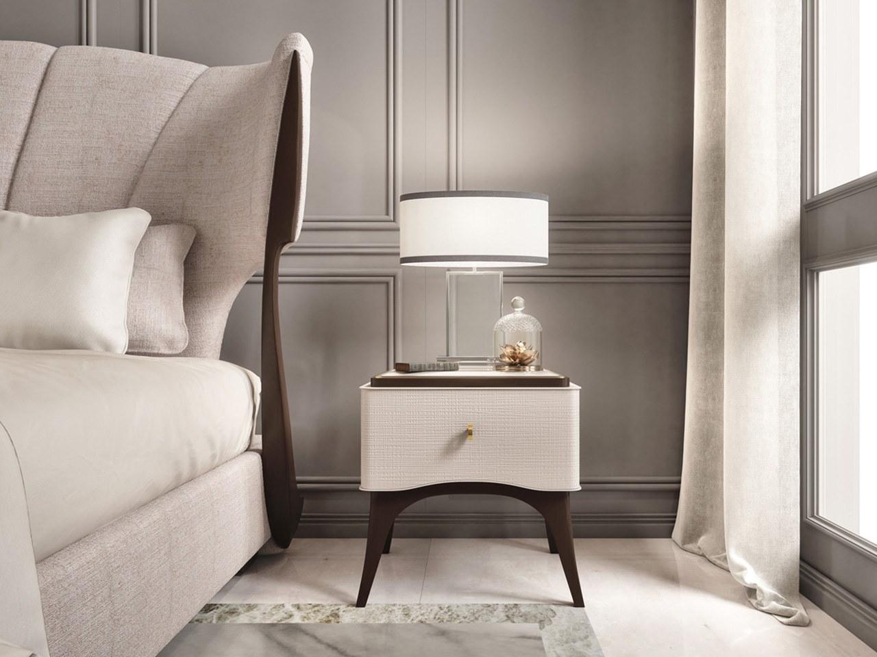 PR.136 Rectangular bedside table with glass top