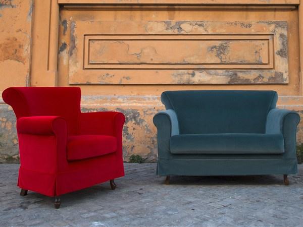 70 Upholstered fabric armchair with armrests
