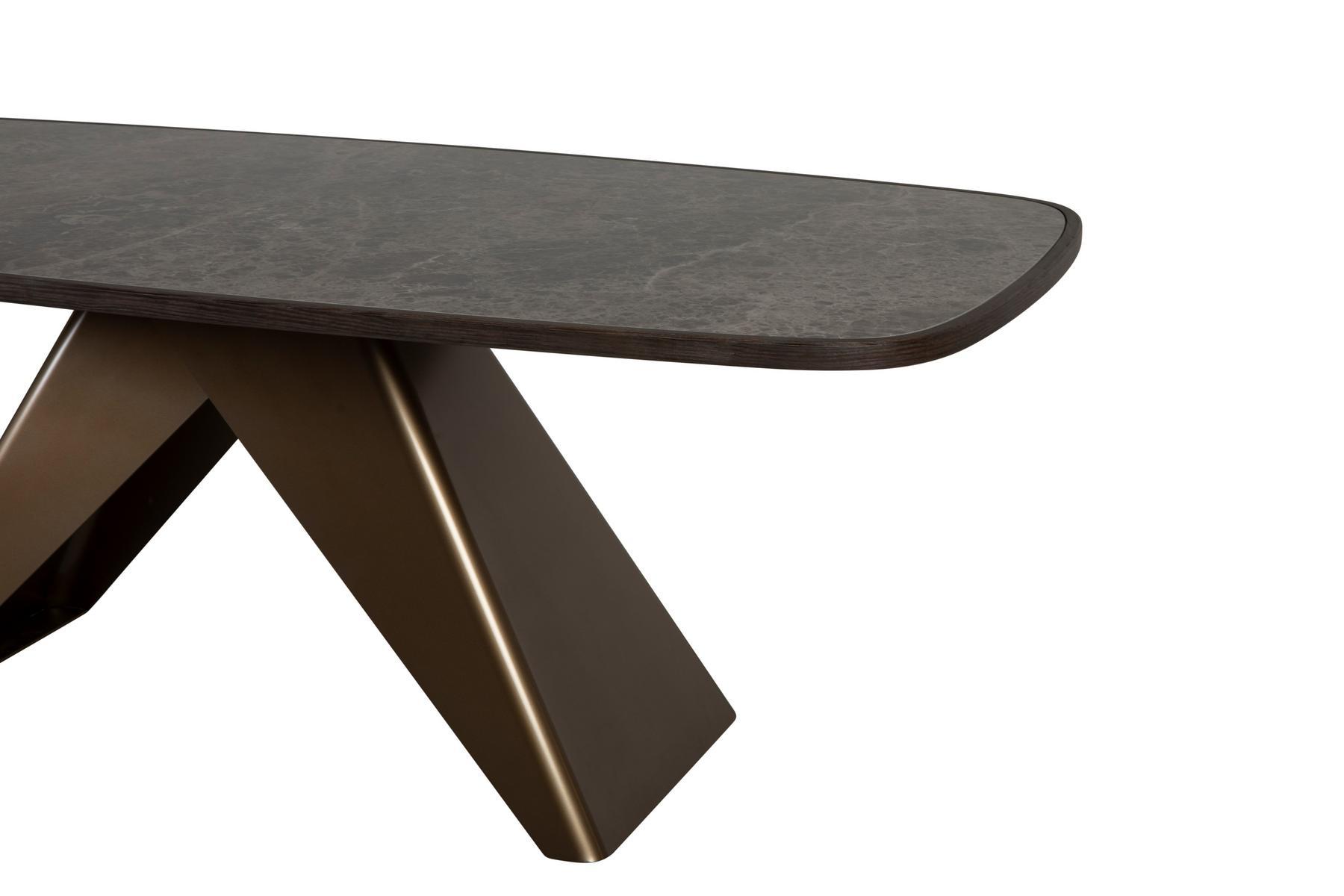 MAITRE Rectangular table in porcelain stoneware and steel base