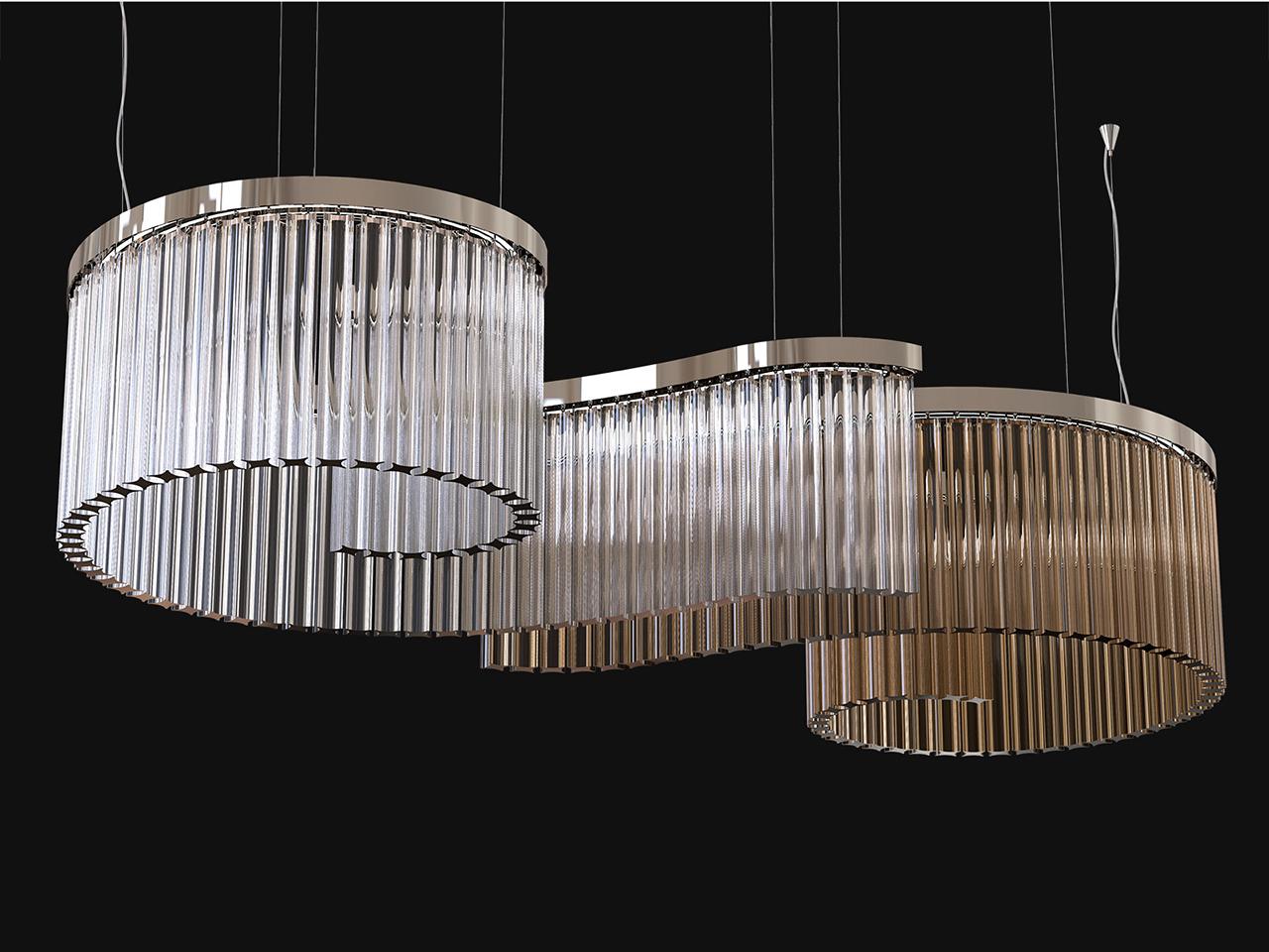 CARMEN 728/100 LED glass pendant lamp with crystals