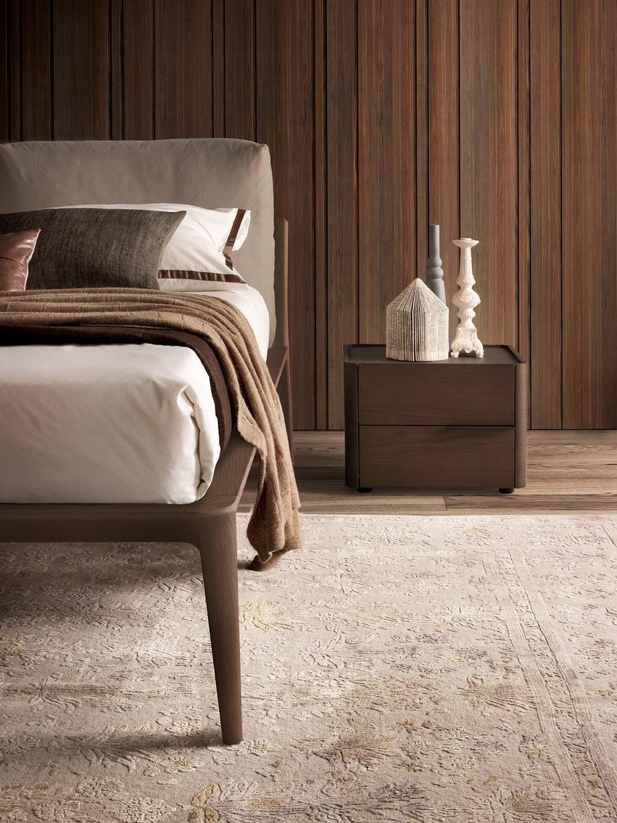 KALE' Double bed with removable cover with upholstered headboard