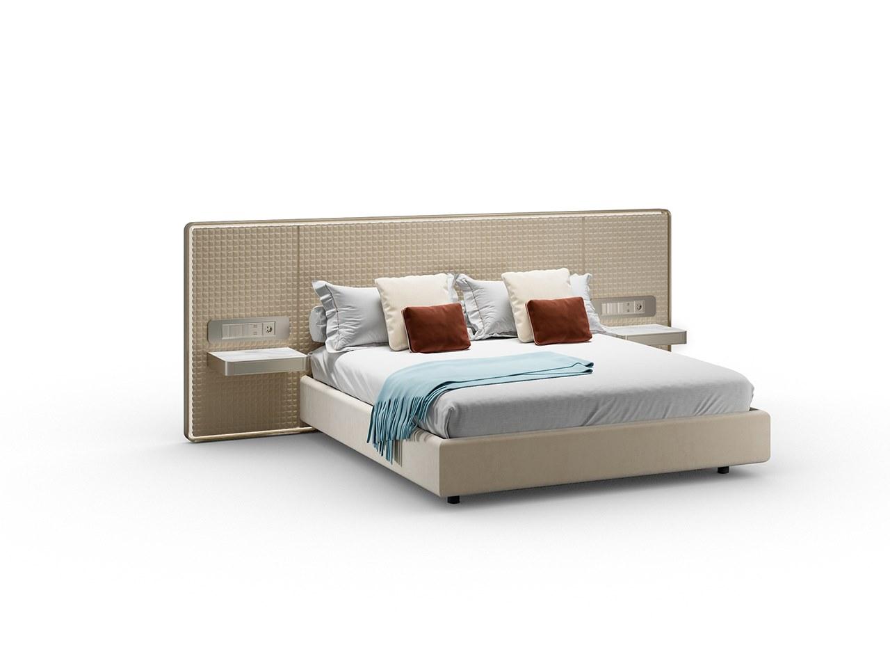 OH XL Leather double bed with high headboard