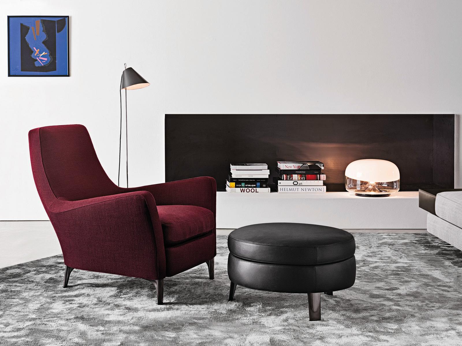 DENNY Upholstered pouf with removable lining