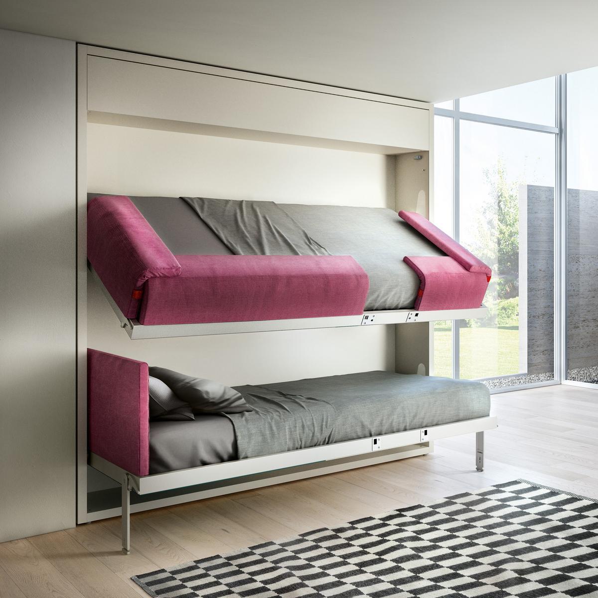 KALI DUO STANDRD Pull-down melamine-faced chipboard bunk bed