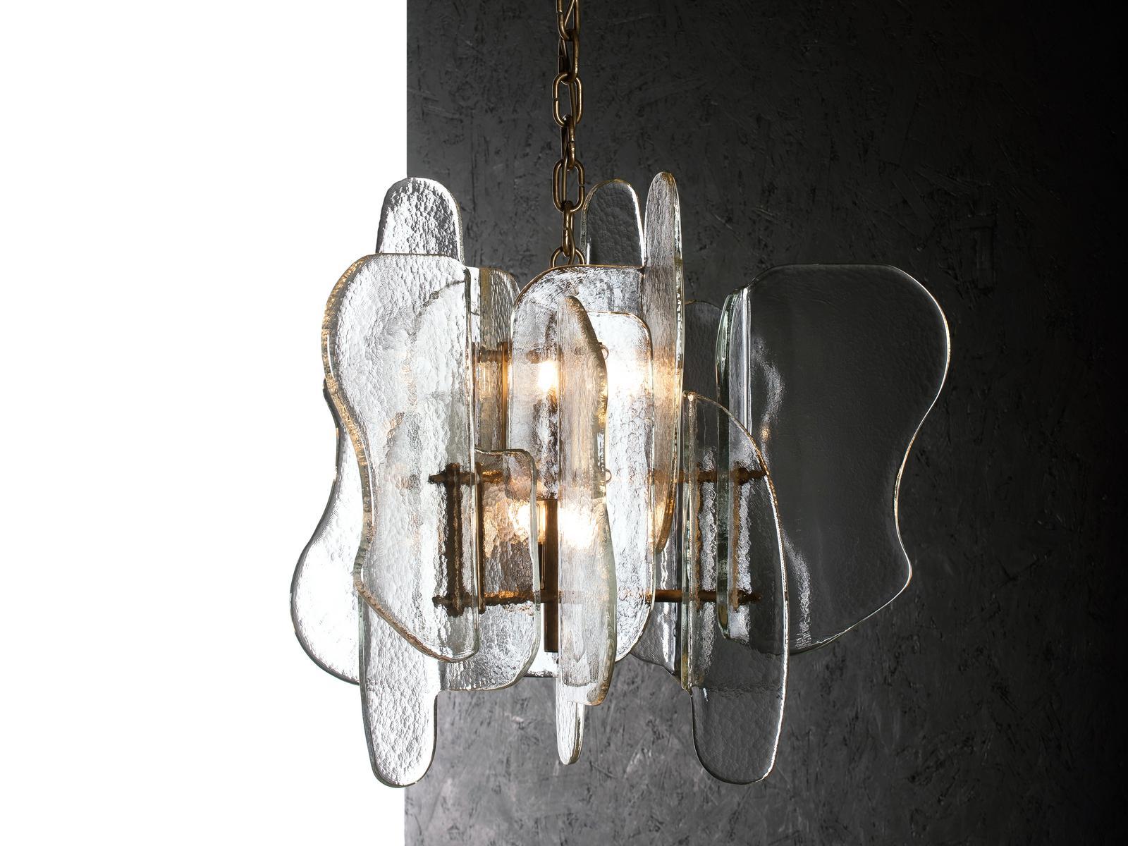 ICEBERG 1070/6 Vintage brass finish chandelier with glasses