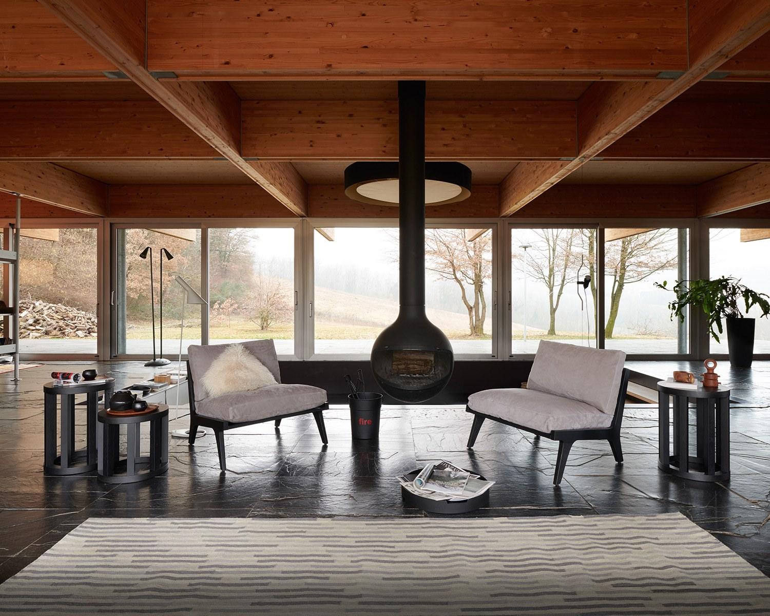 RONDÒ Round oak coffee table
