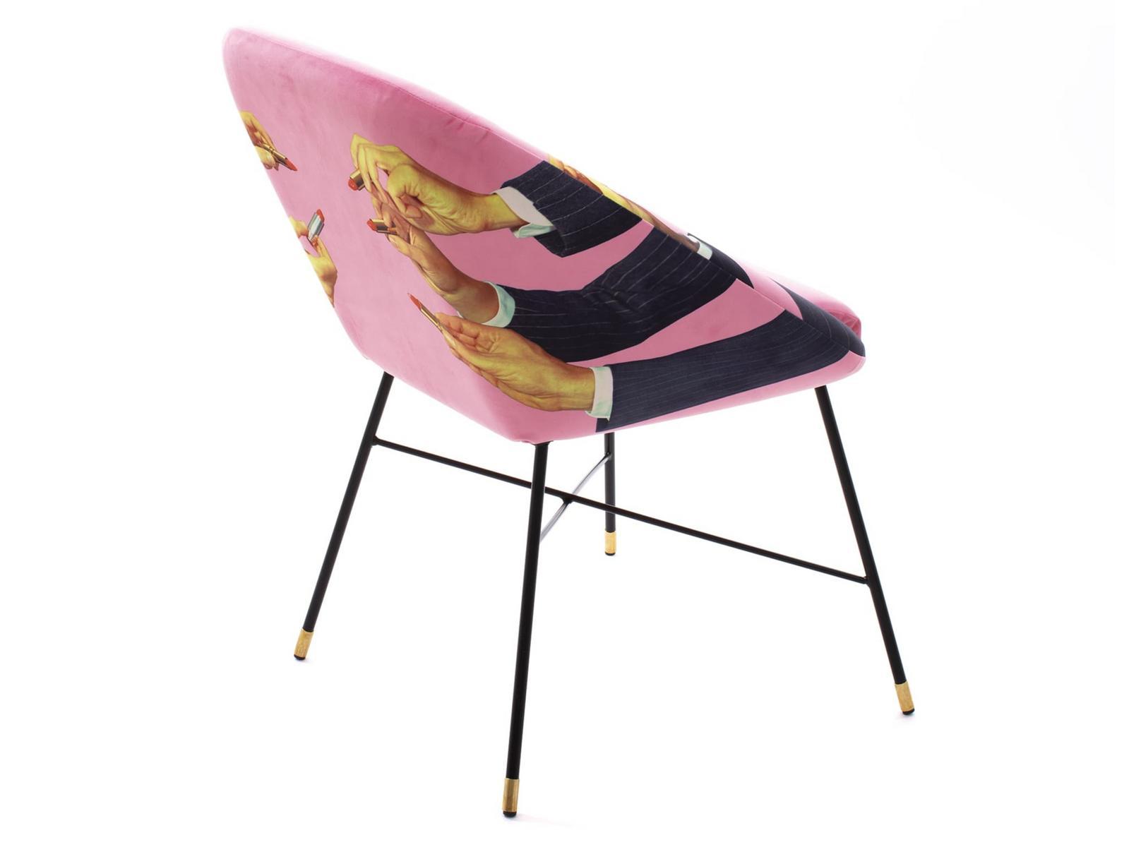 LIPSTICKS PINK Upholstered fabric chair with armrests