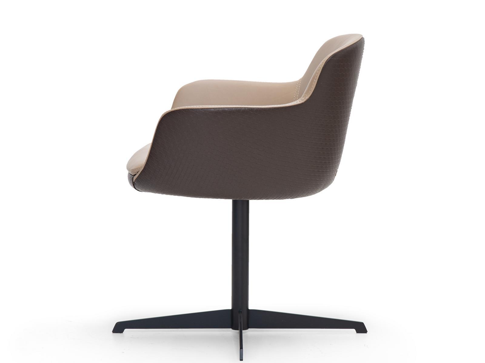 KOWLOON Swivel Deerskin easy chair with 4-spoke base