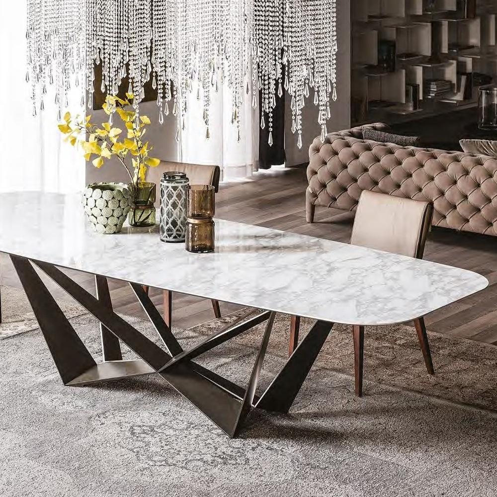 SKORPIO Oval tempered glass table