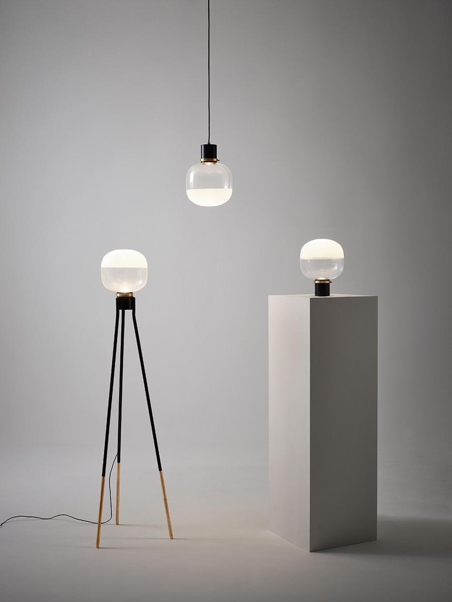 GHOST Floor lamp in blown glass and metal base