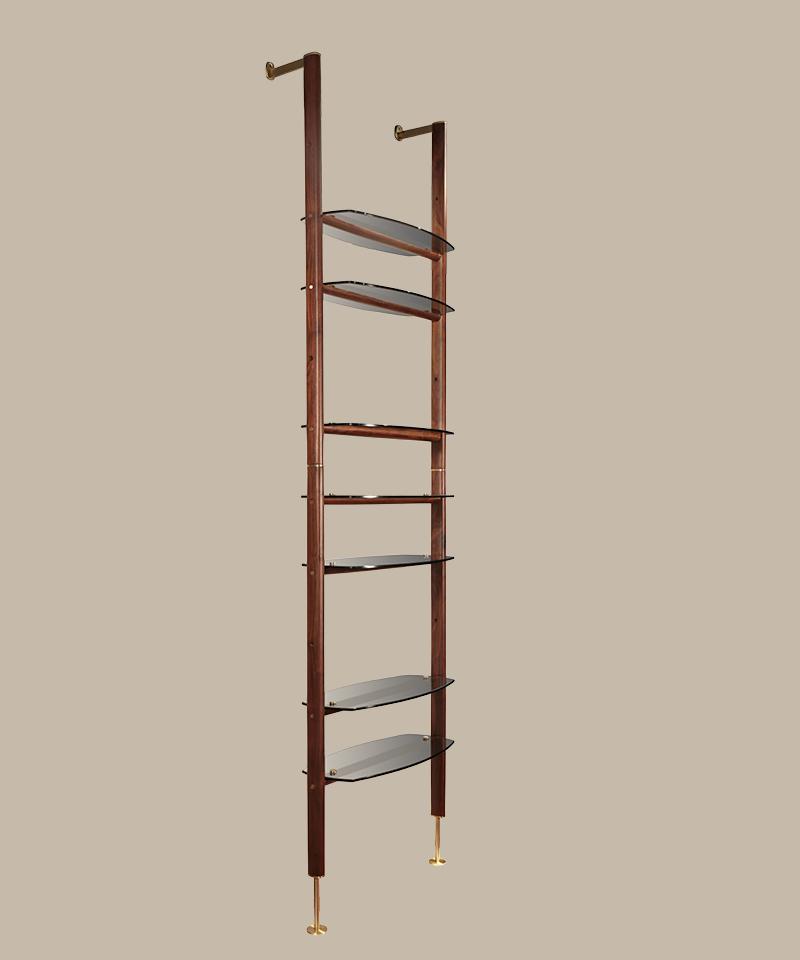 NIMA Wall-mounted wood and glass bookcase