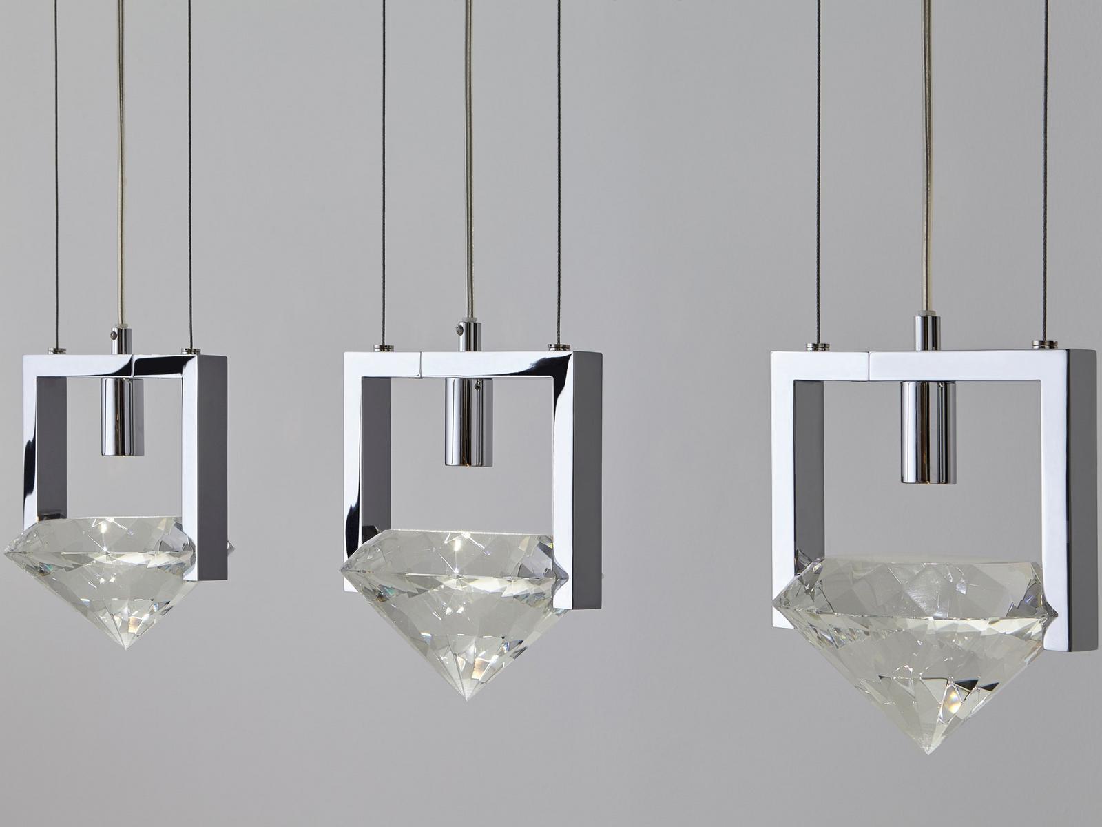 ELEMENTS OF LOVE H3 Metal pendant lamp with crystals