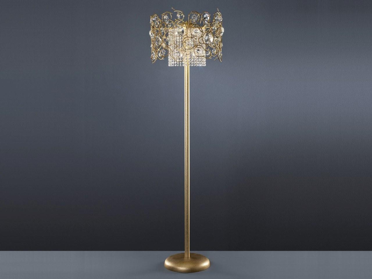 DIAMOND Halogen bronze floor lamp with crystals