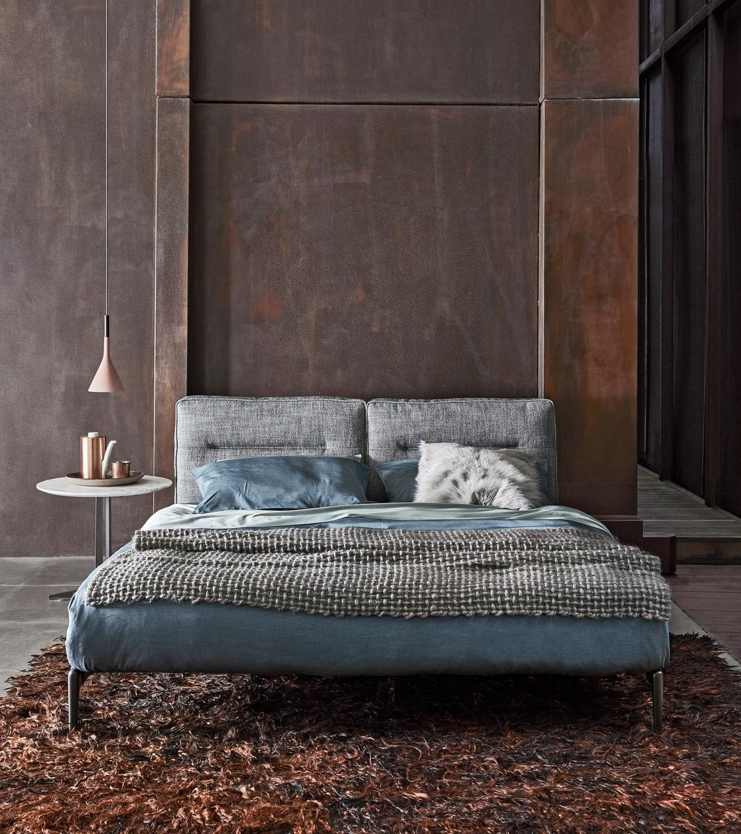 ADDA Fabric double bed with upholstered headboard