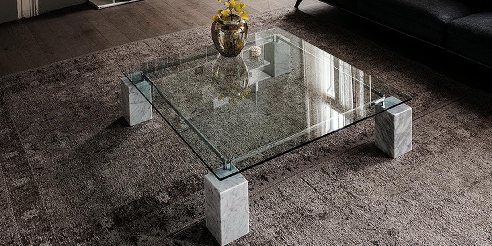 DIELLE Square glass coffee table