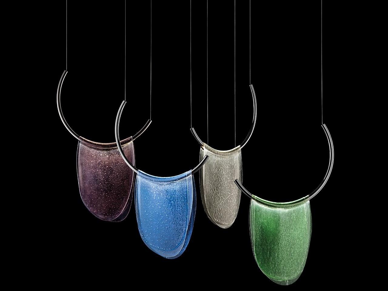 DALÌ LED adjustable stained glass and metal pendant lamp