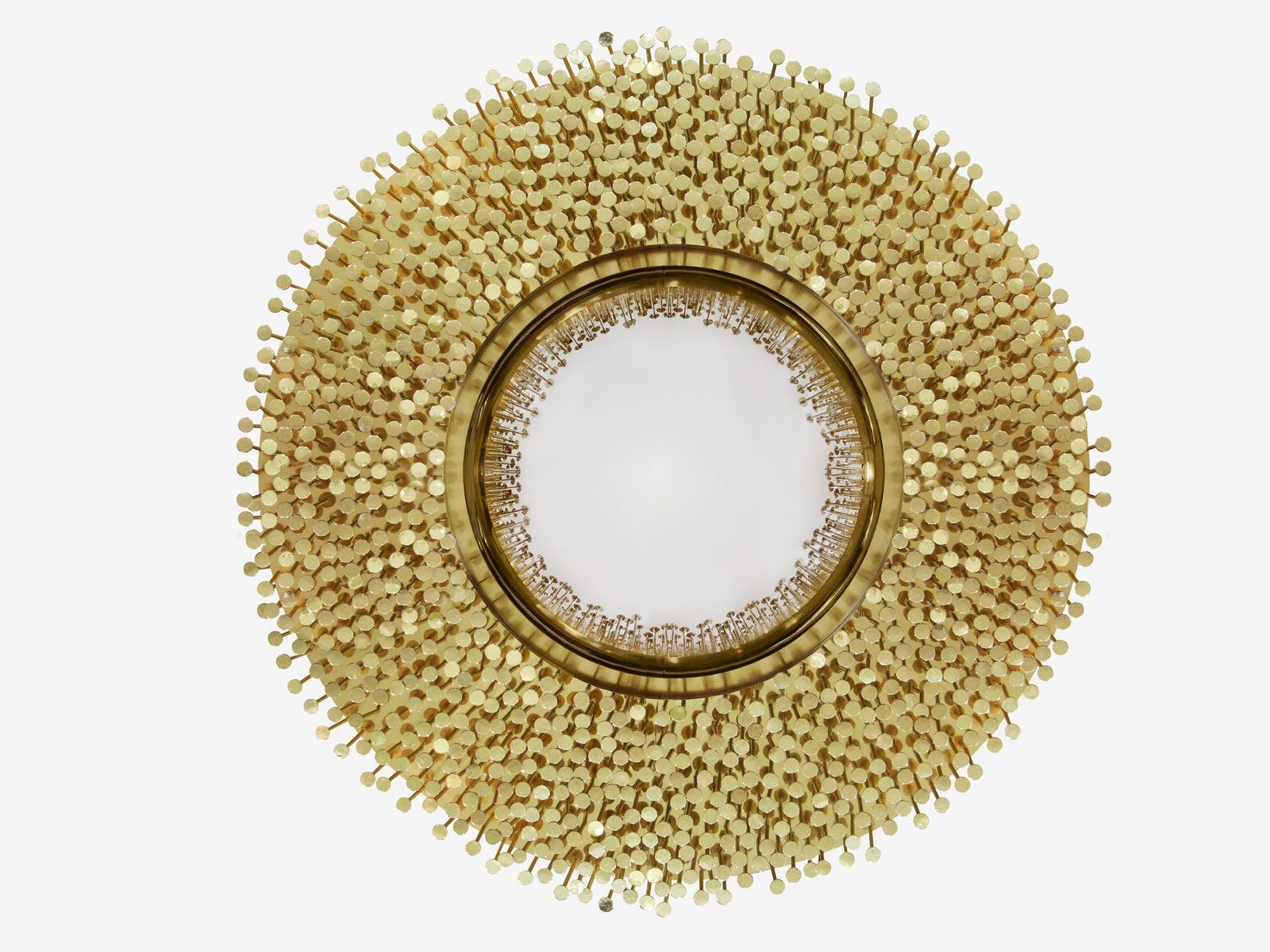 ROBIN Round wall-mounted framed brass mirror
