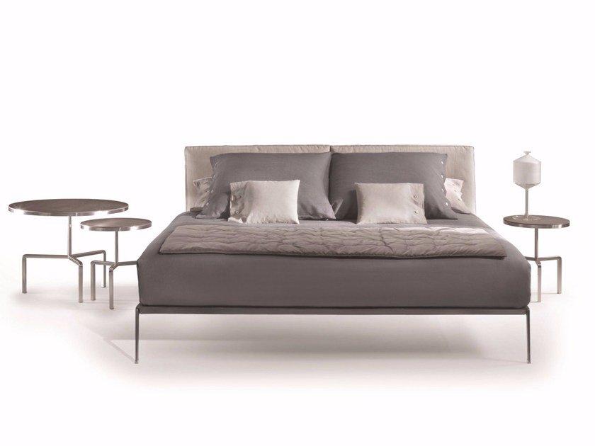 LIFESTEEL Leather double bed with upholstered headboard