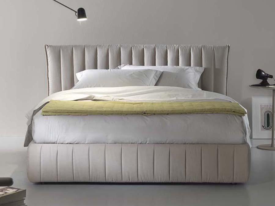 DARRON Nabuk bed with tufted headboard