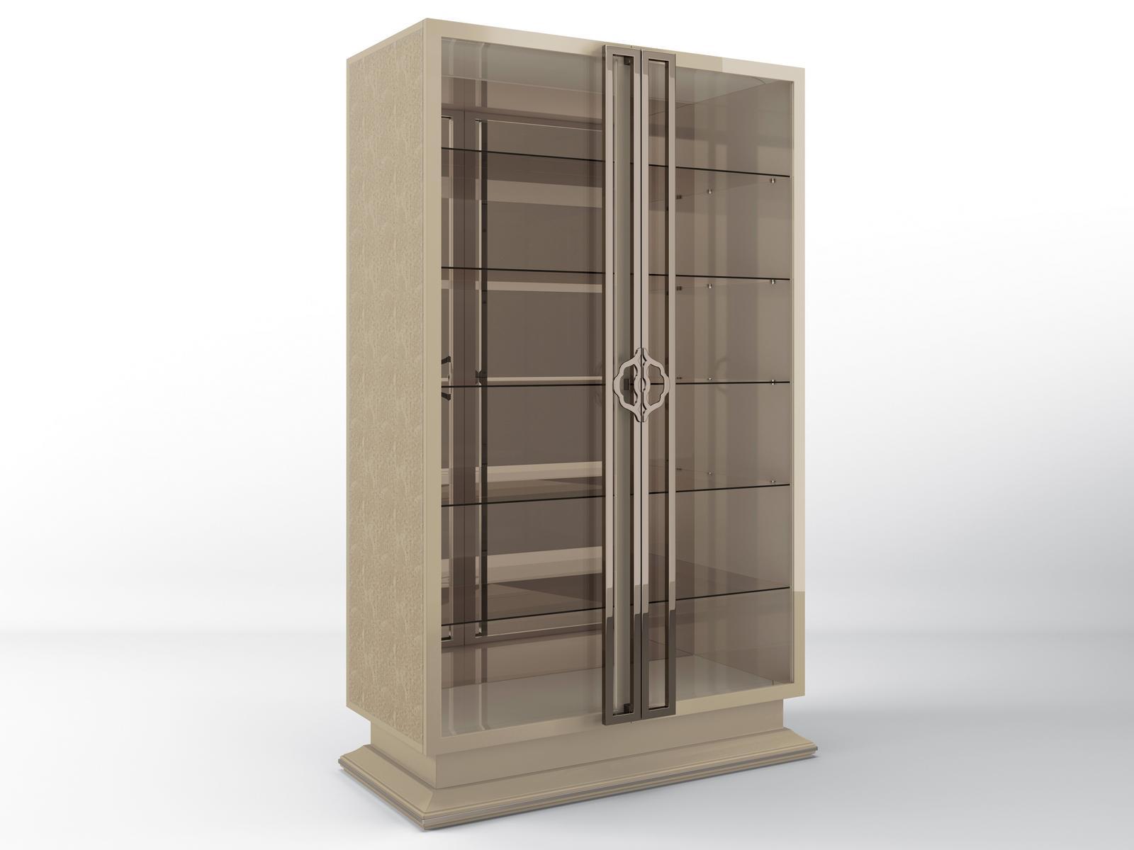 CONCORDE Solid wood sideboard with glass hinged doors